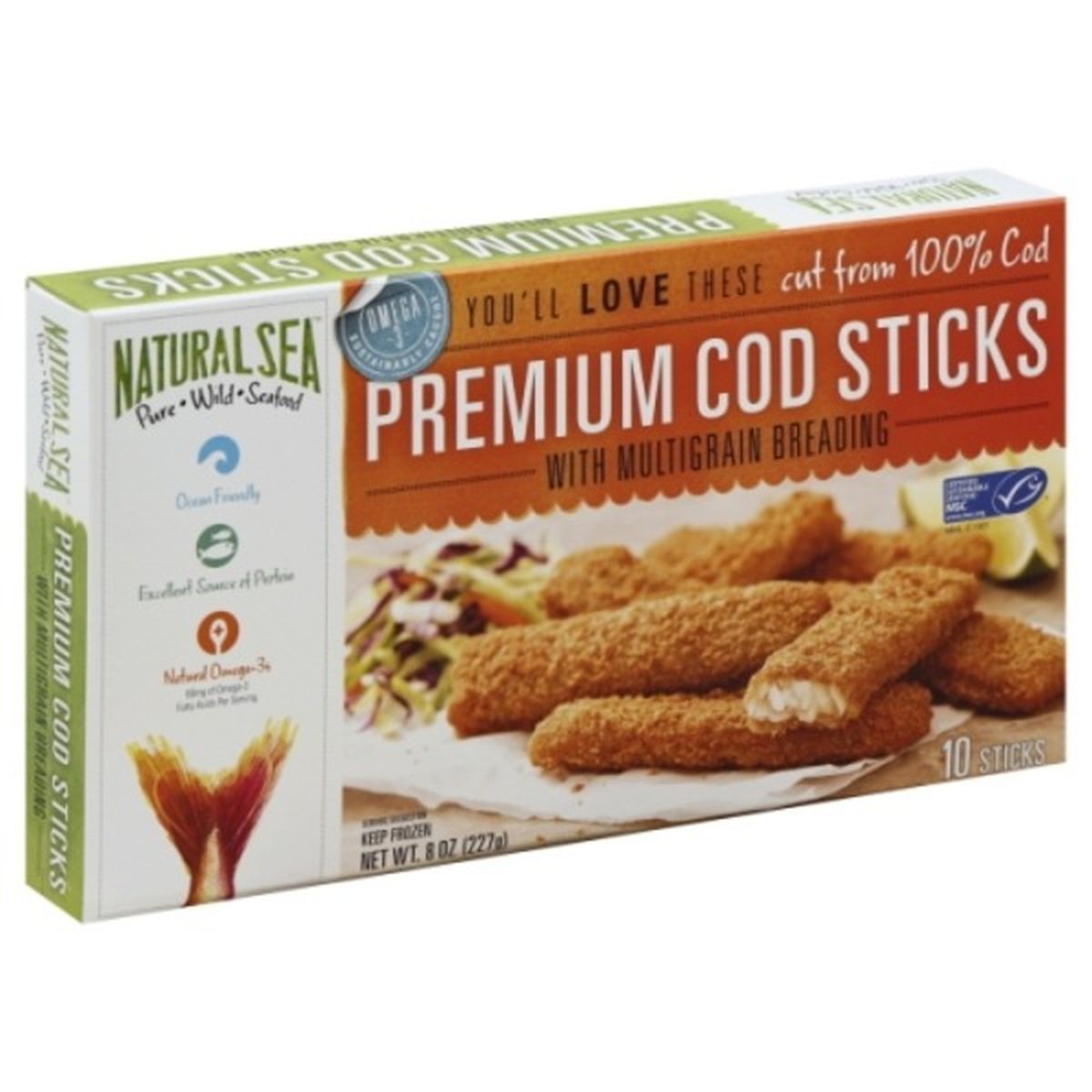 Calories in NATURAL SEA Cod Sticks, Premium, with Multigrain Breading