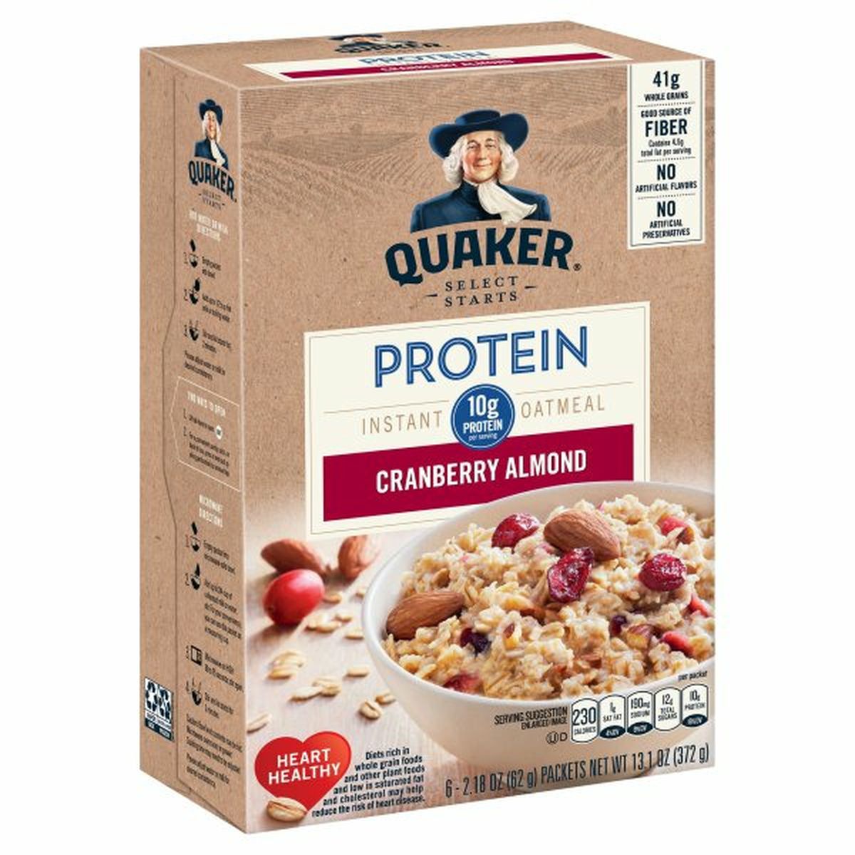 Calories in Quaker Instant Oatmeal Instant Oatmeal, Protein, Cranberry Almond