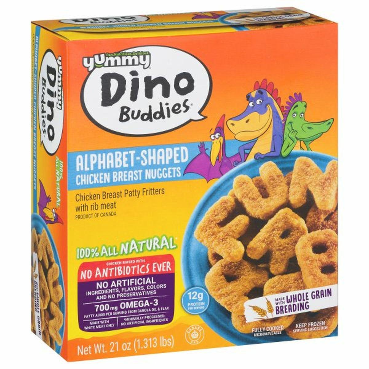Calories in Yummy Dino Buddies Dino Buddies Chicken Breast Nuggets, Alphabet-Shaped