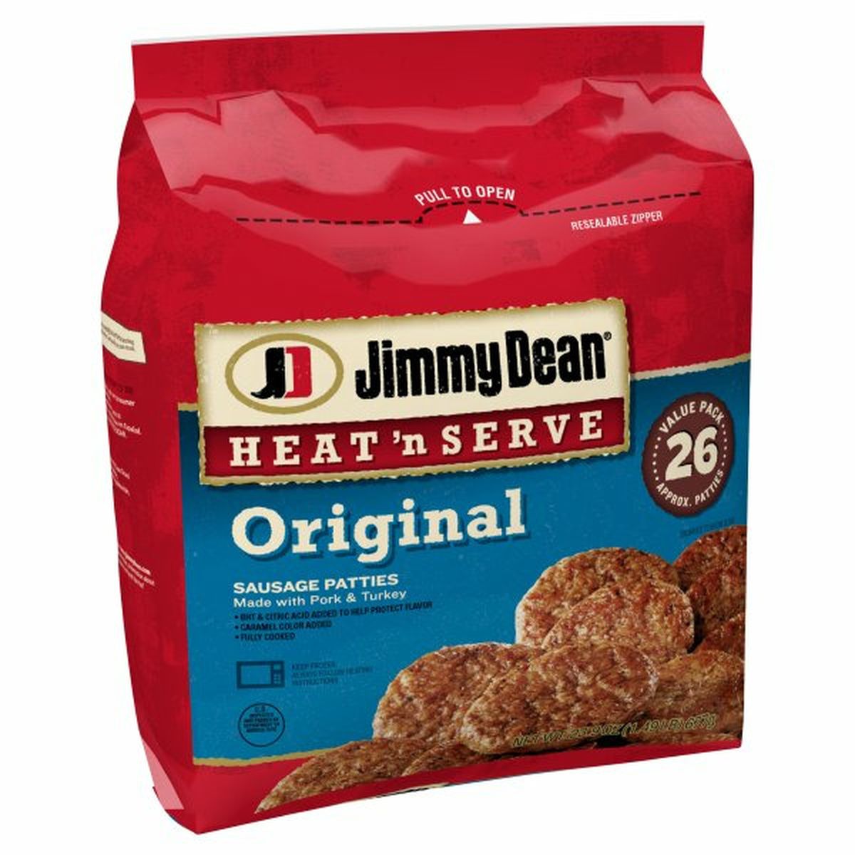 Calories in Jimmy Dean Heat 'n Serve Heat 'N Serve Original Pork Sausage Patties, 26 Count