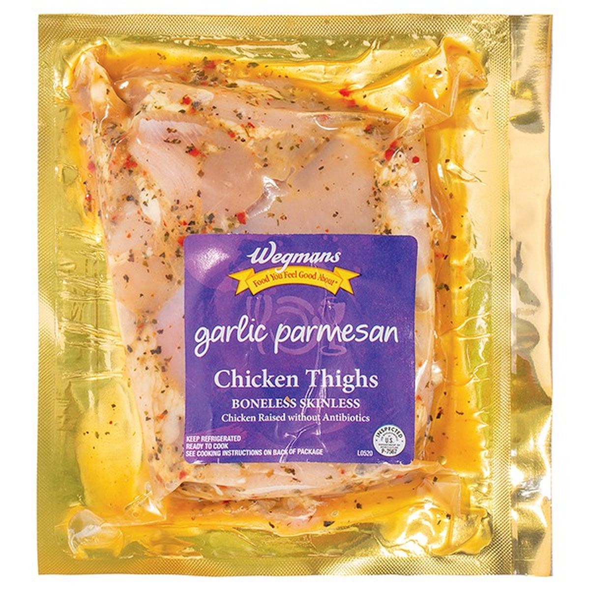 Calories in Wegmans Chicken, Thighs, Garlic Parmesan