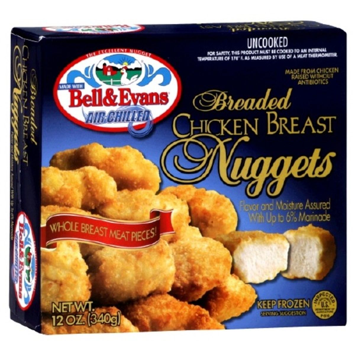 Calories in Bell & Evans Chicken Breast Nuggets, Breaded