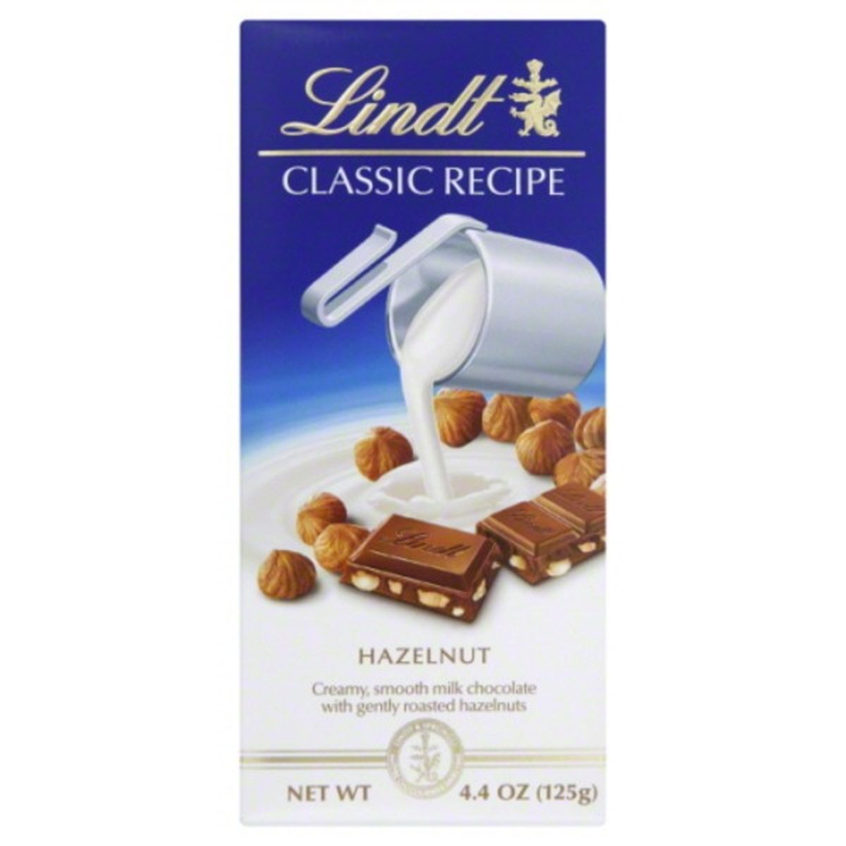 Calories in Lindt Classic Recipe Milk Chocolate, Hazelnut