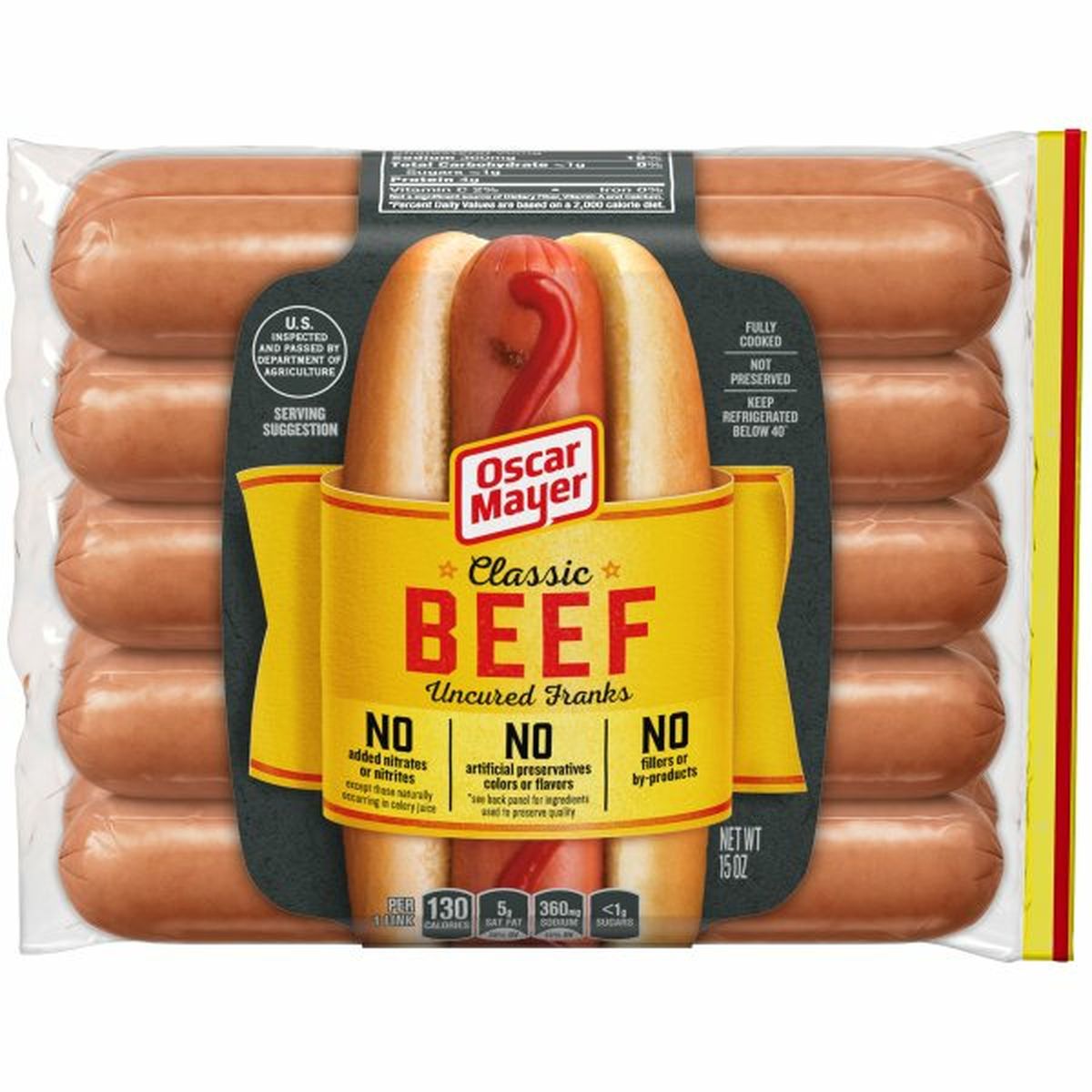 Calories in Oscar Mayer Classic Beef Uncured Franks
