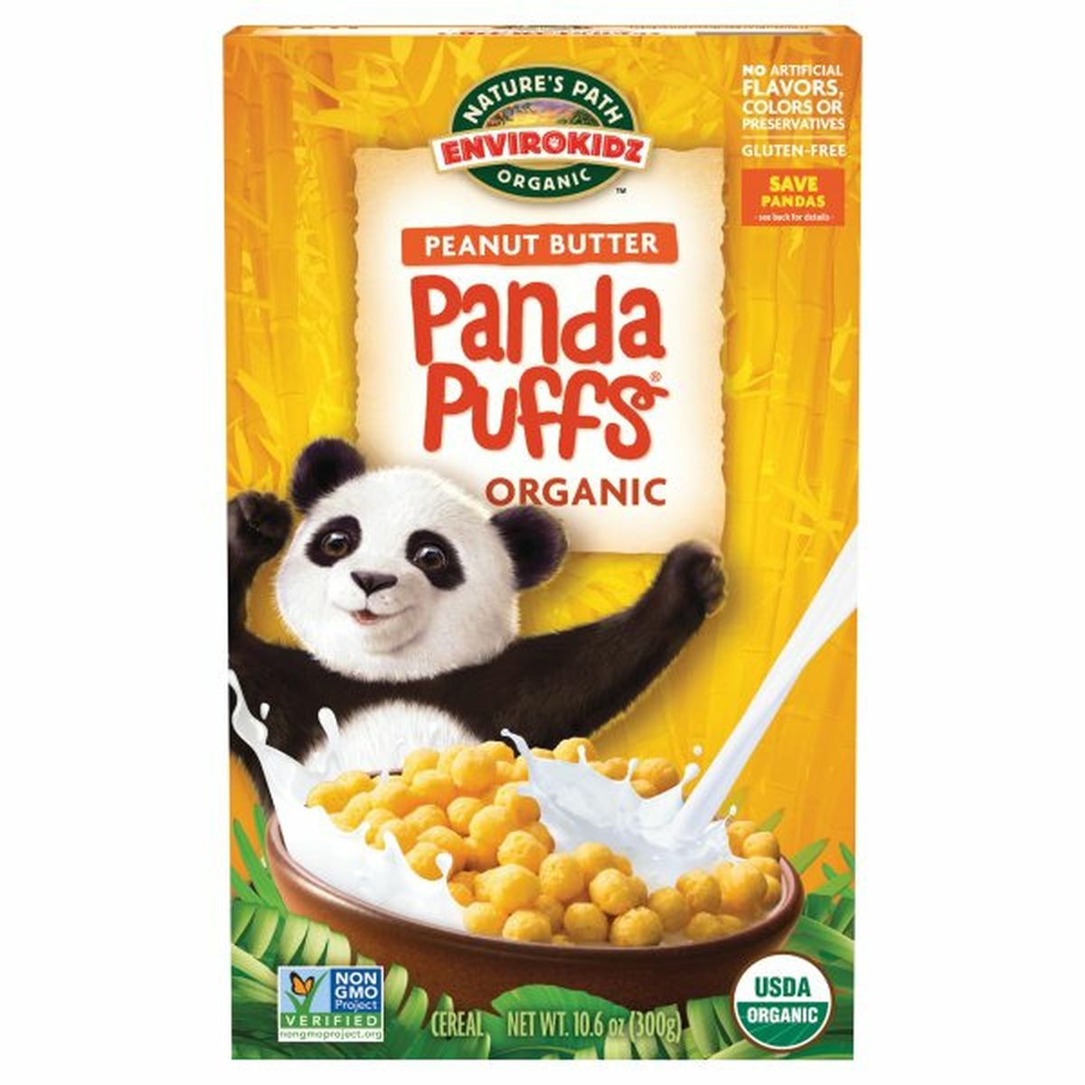 Calories in Nature's Path EnviroKidz EnviroKidz Cereal, Organic, Peanut Butter, Panda Puffs