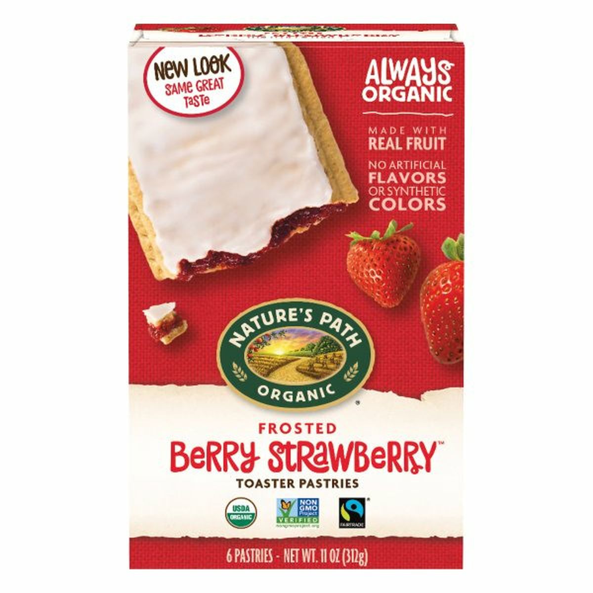 Calories in Nature's Path Toaster Pastries, Berry Strawberry, Frosted