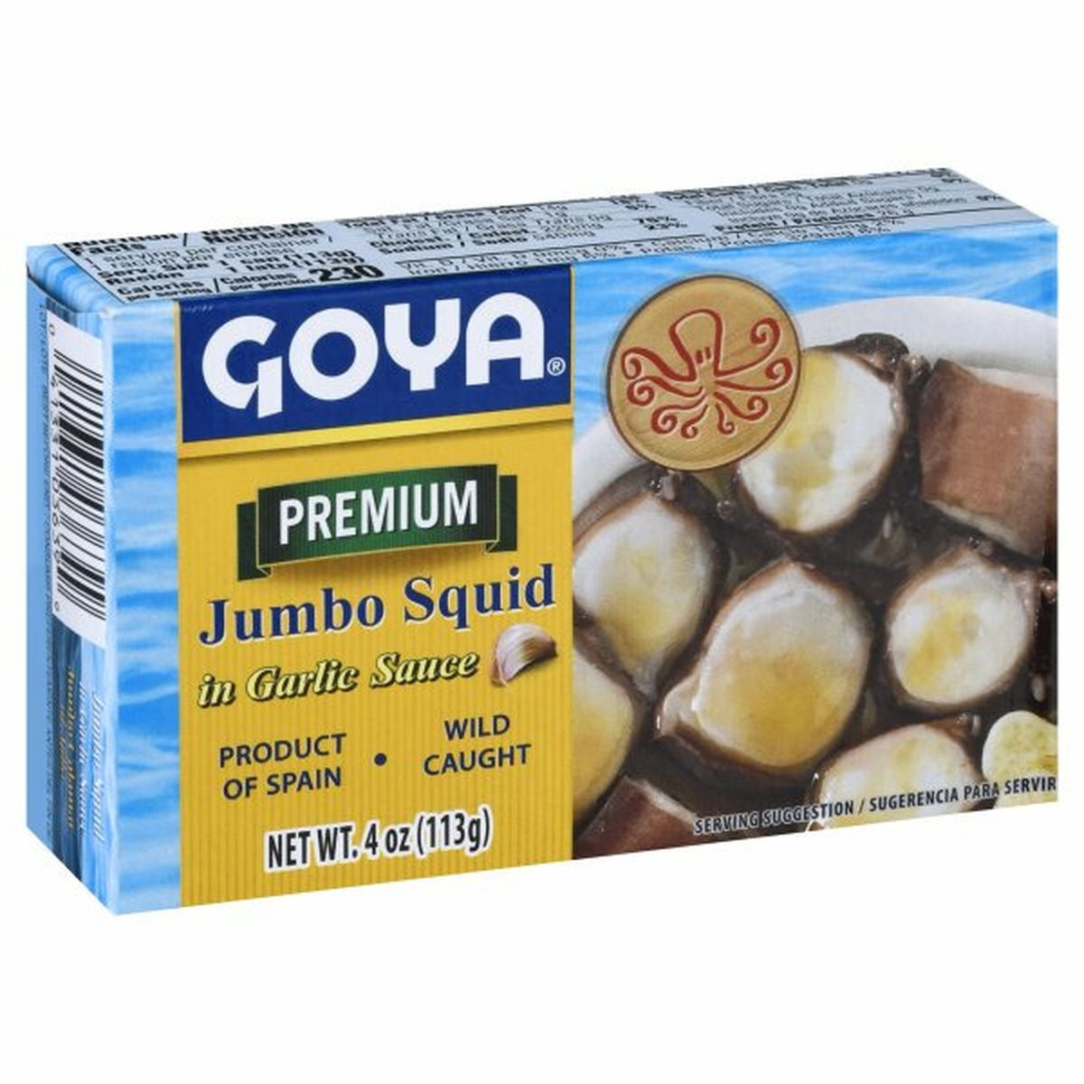 Calories in Goya Premium Jumbo Squid in Garlic Sauce, Jumbo