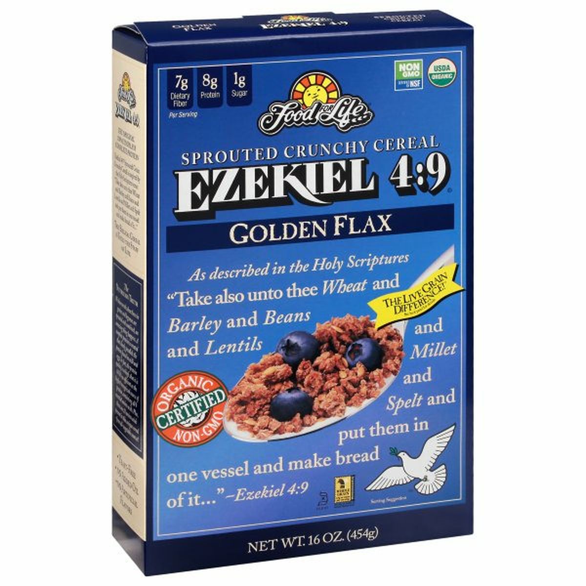 Calories in Food for Life Ezekiel 4:9 Cereal, Sprouted Crunchy, Golden Flax