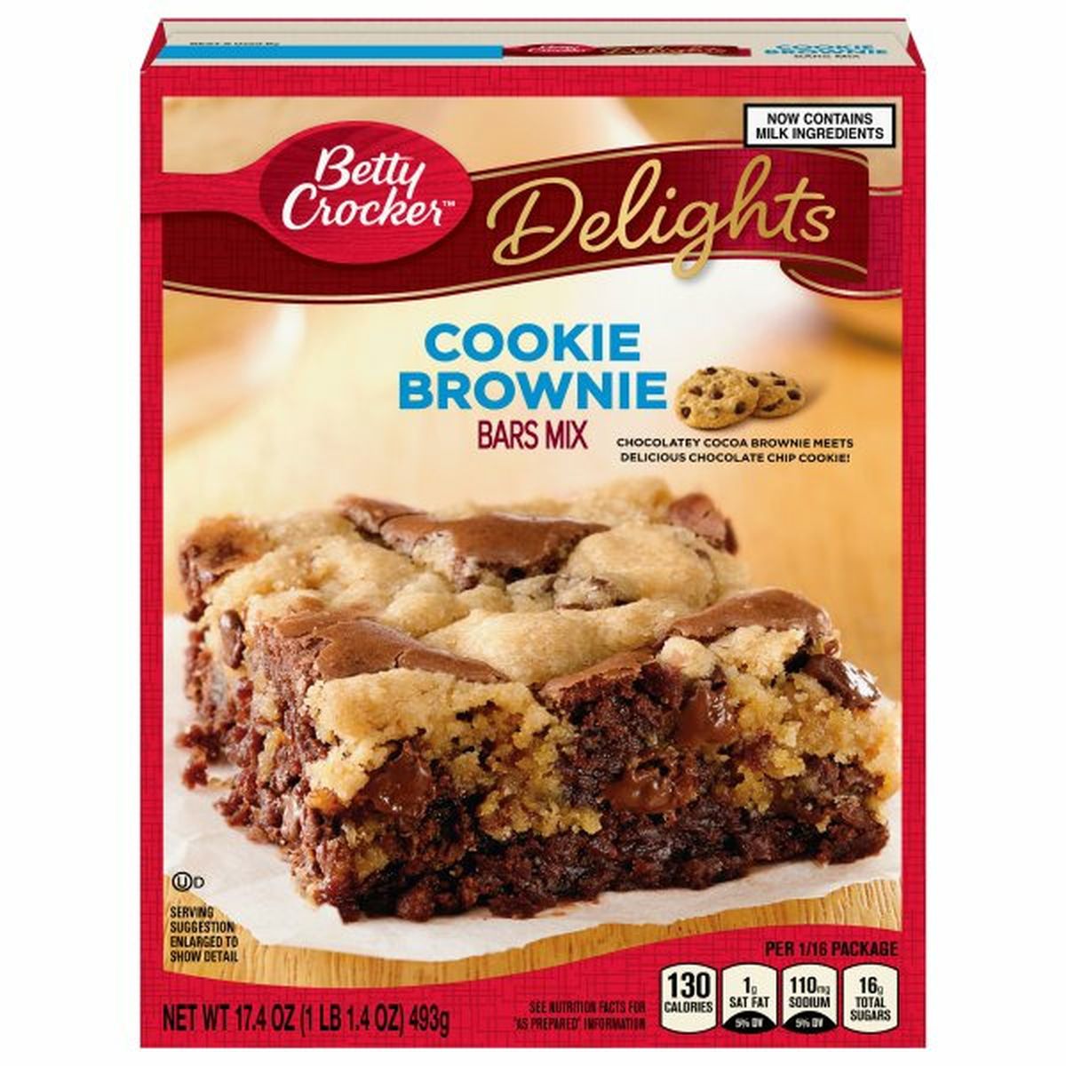 Calories in Betty Crocker Delights Bars Mix, Cookie Brownie