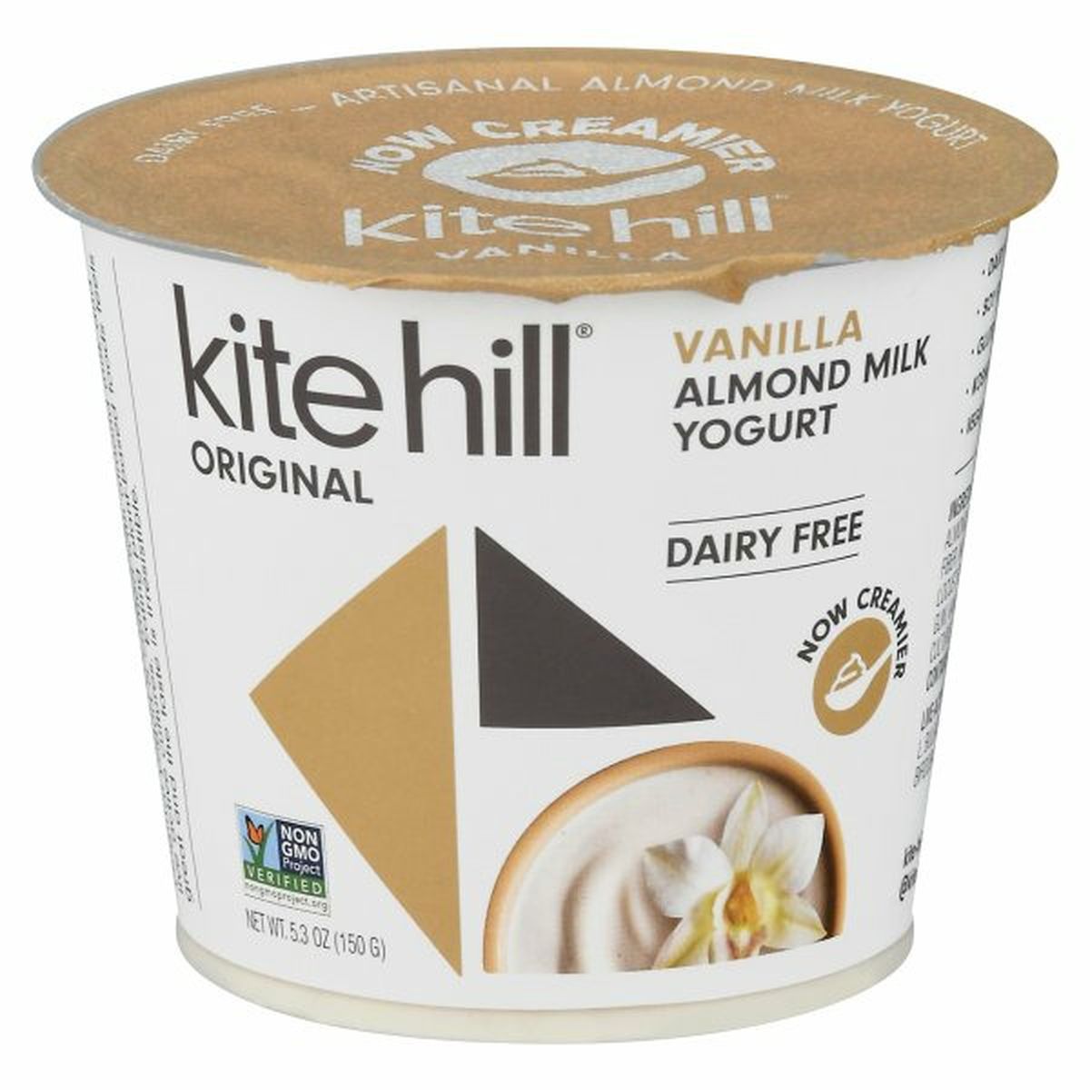 Calories in Kite Hill Almond Milk Yogurt, Dairy Free, Vanilla, Original