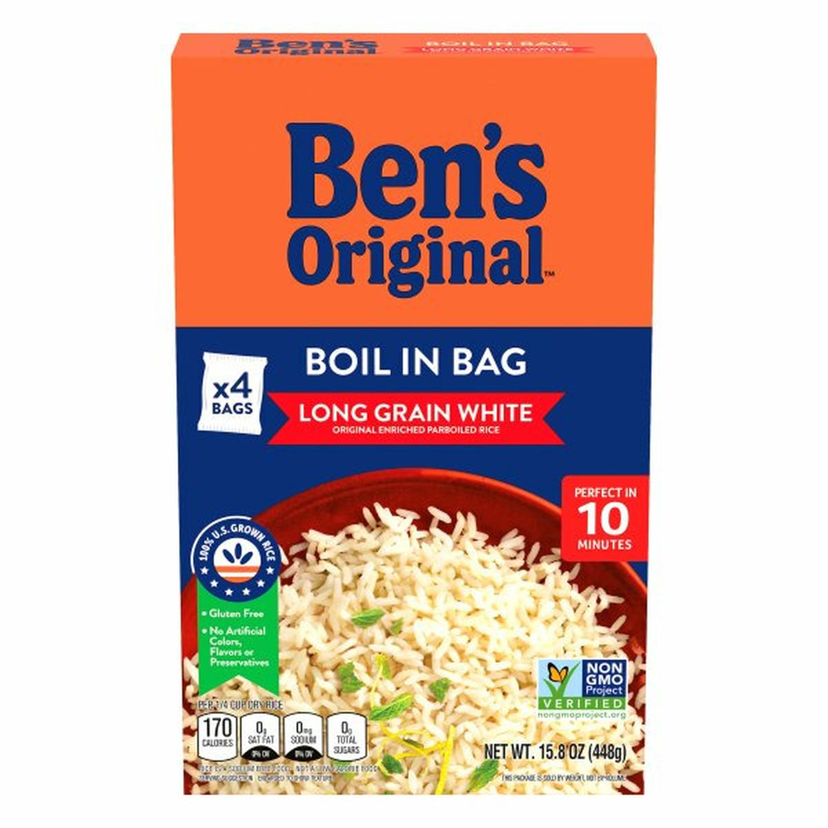 Calories in Ben's Original Rice, Long Grain White, Boil In Bag