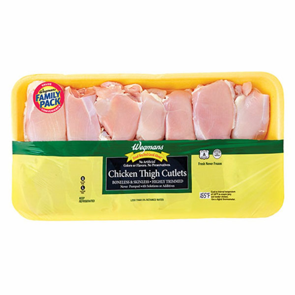 Calories in Wegmans Boneless & Skinless Chicken Thighs, Highly Trimmed, FAMILY PACK