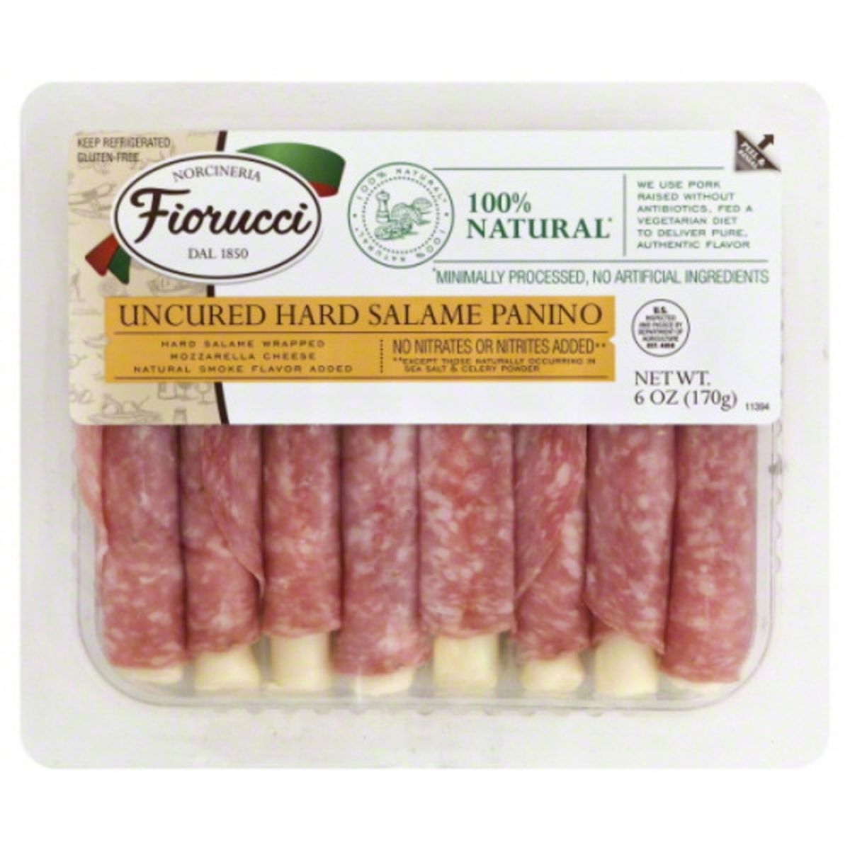 Calories in Fiorucci Panino, Uncured Hard Salame