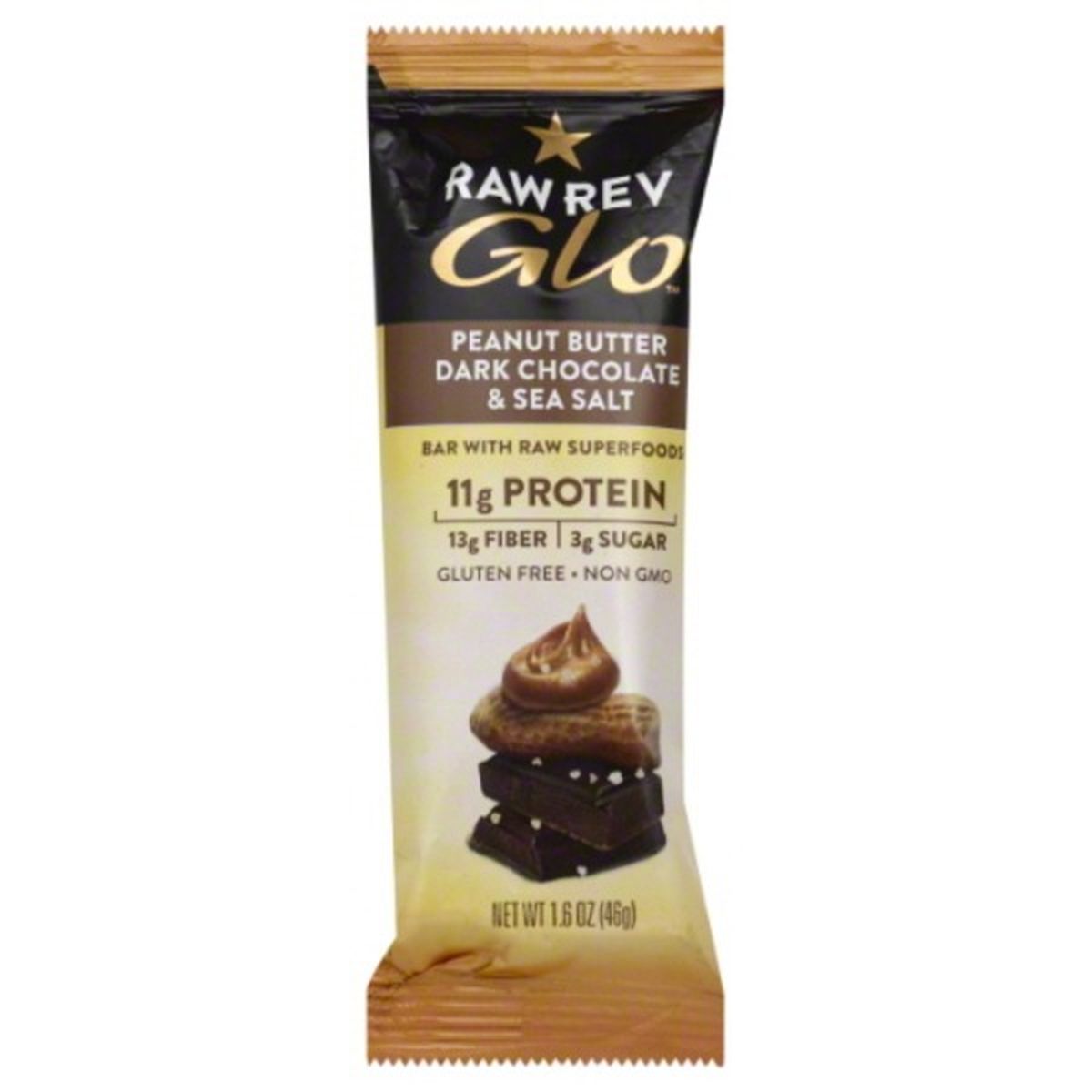 Calories in Raw Rev Glo Bar, Peanut Butter Dark Chocolate & Sea Salt