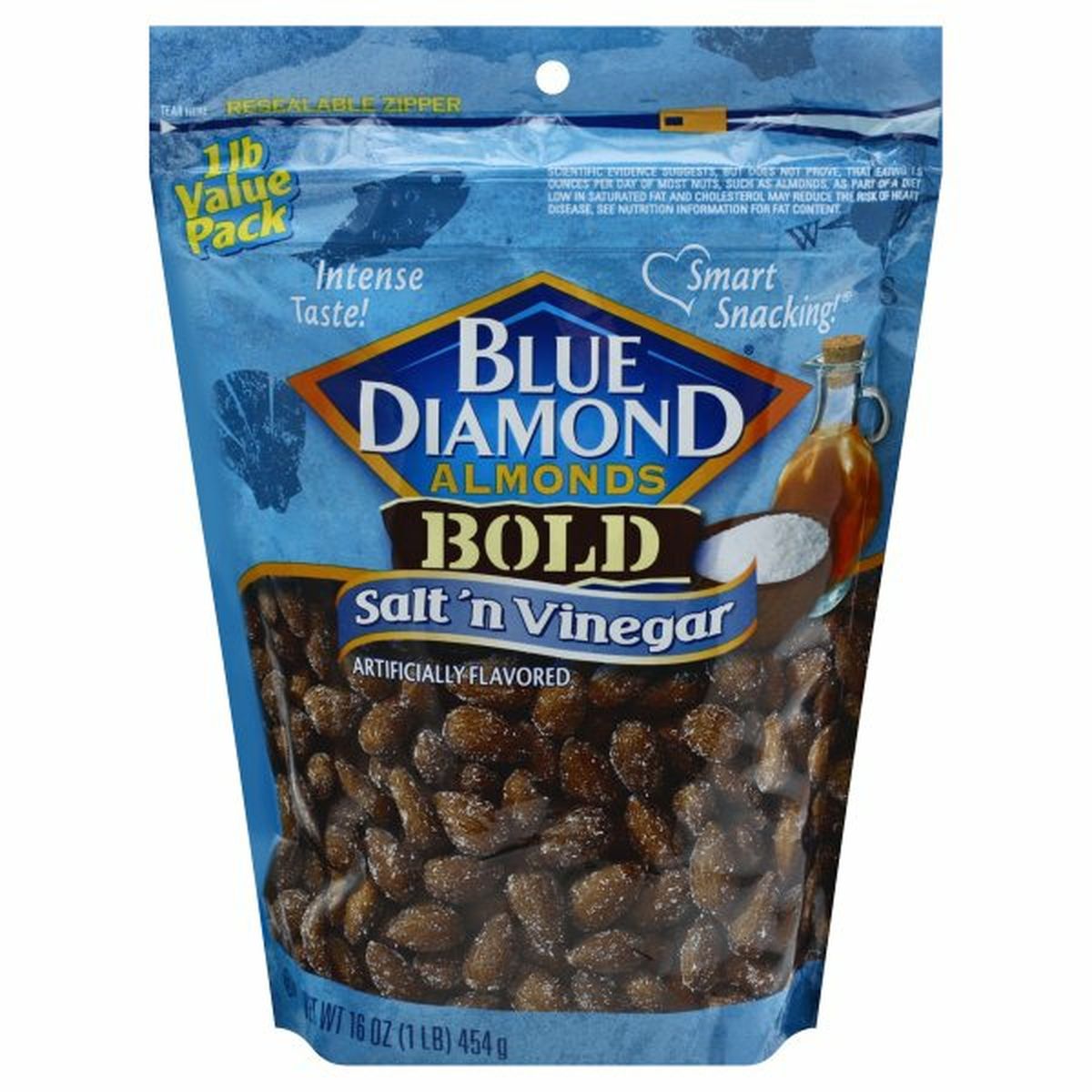 Calories in Blue Diamond Almond, Bold, Salt 'n Vinegar, Value Pack