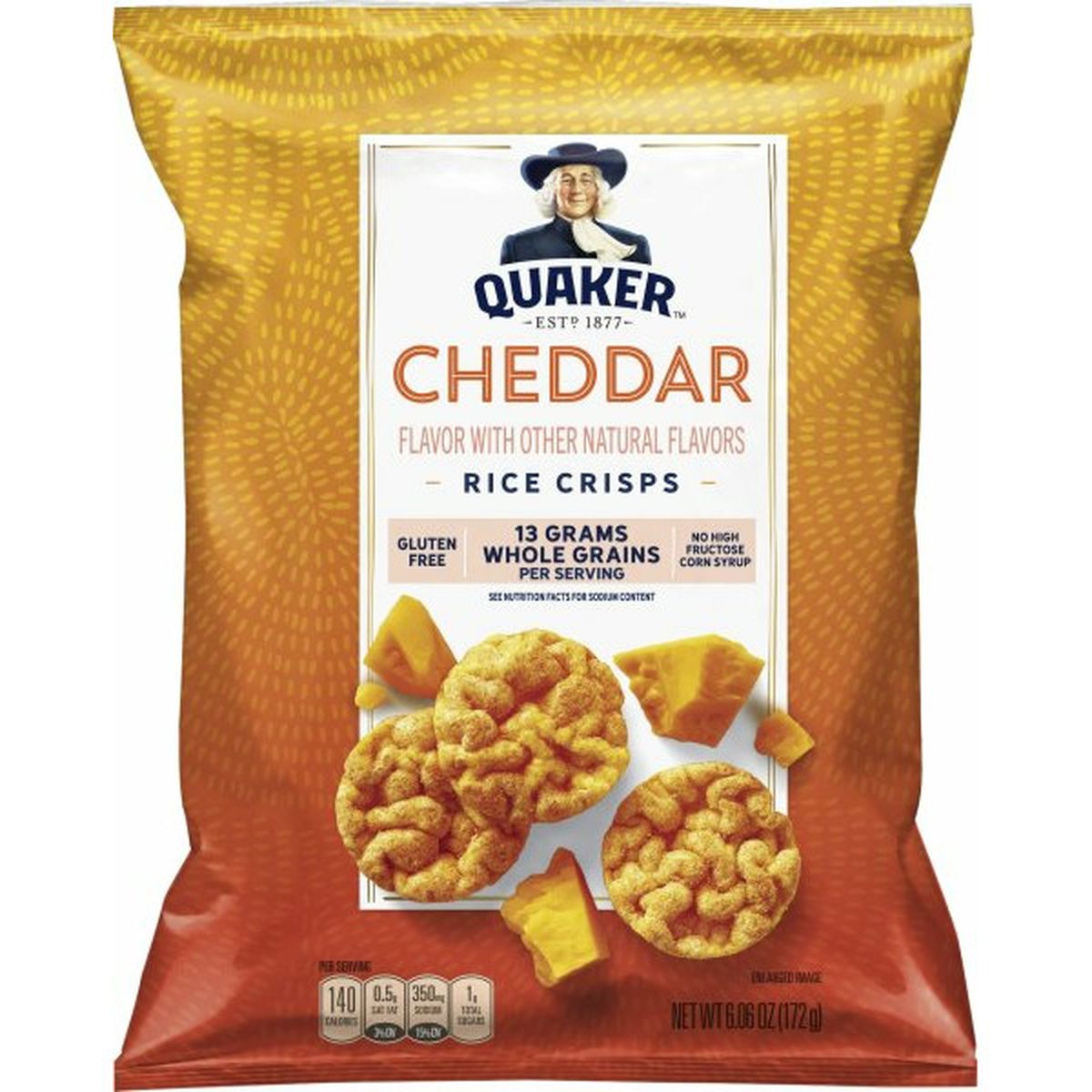 Calories in Quaker Rice Crisps Rice Chips, Cheddar
