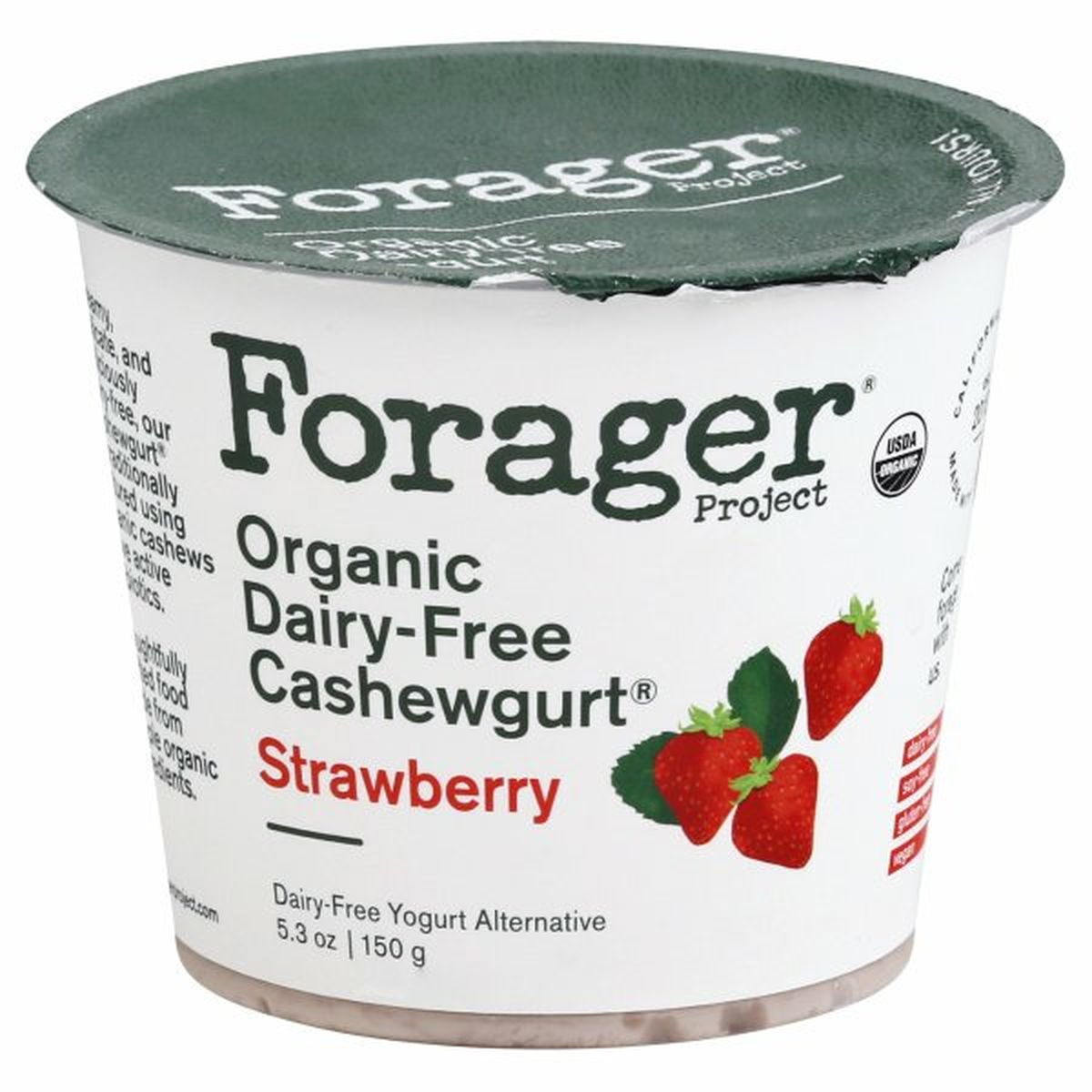 Calories in Forager Project Cashewmilk Yogurt, Dairy Free, Organic, Strawberry