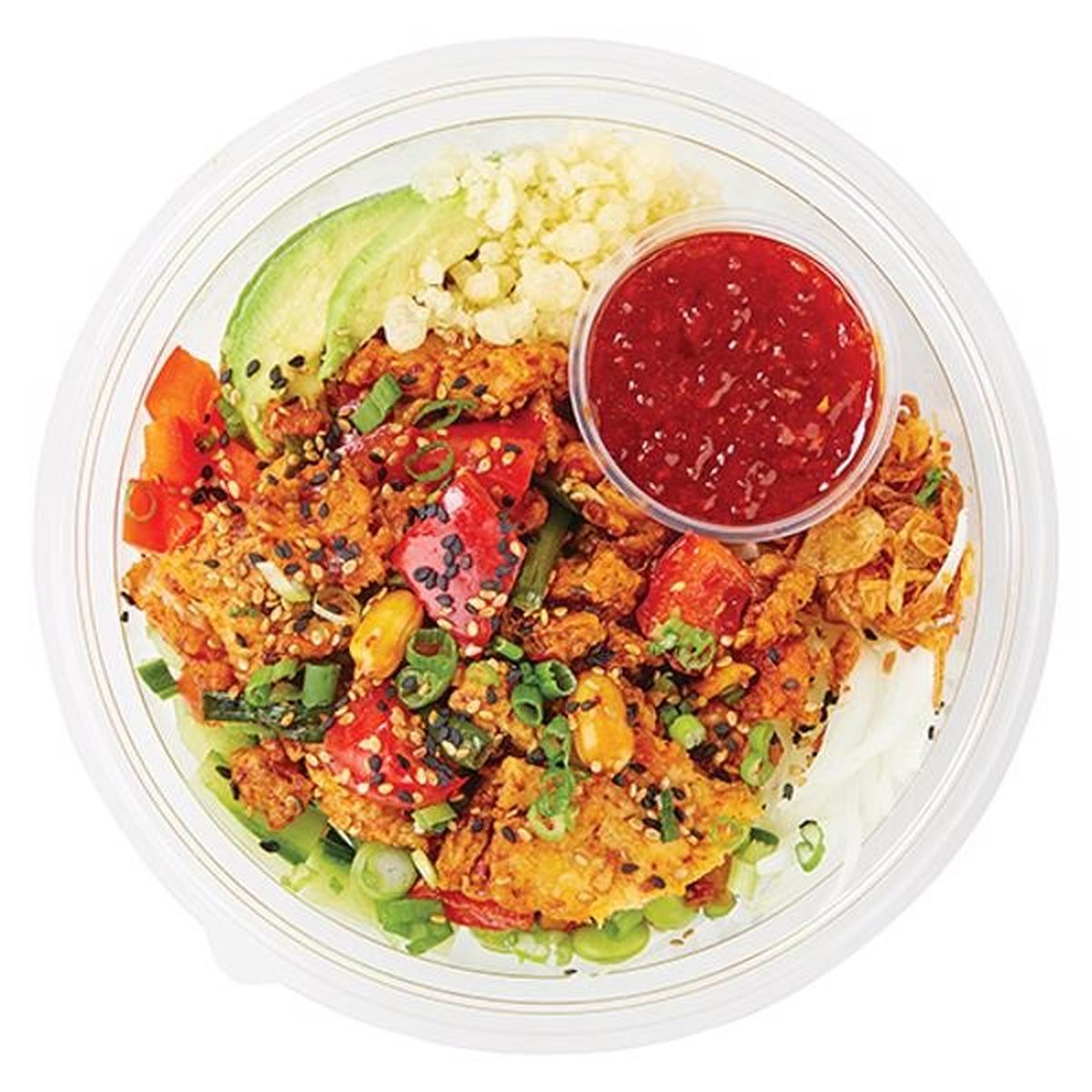 Calories in Wegmans Kung Pao Chicken Poke Bowl with Quinoa Brown Rice (Cooked)