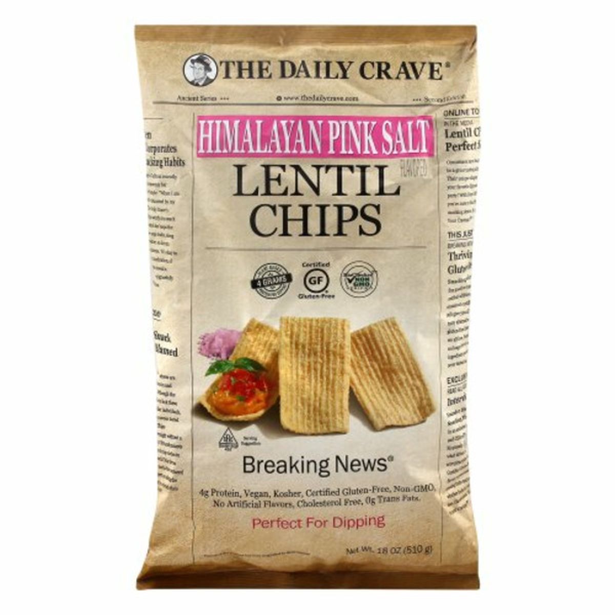Calories in The Daily Crave Lentil Chips, Himalayan Pink Salt Flavored