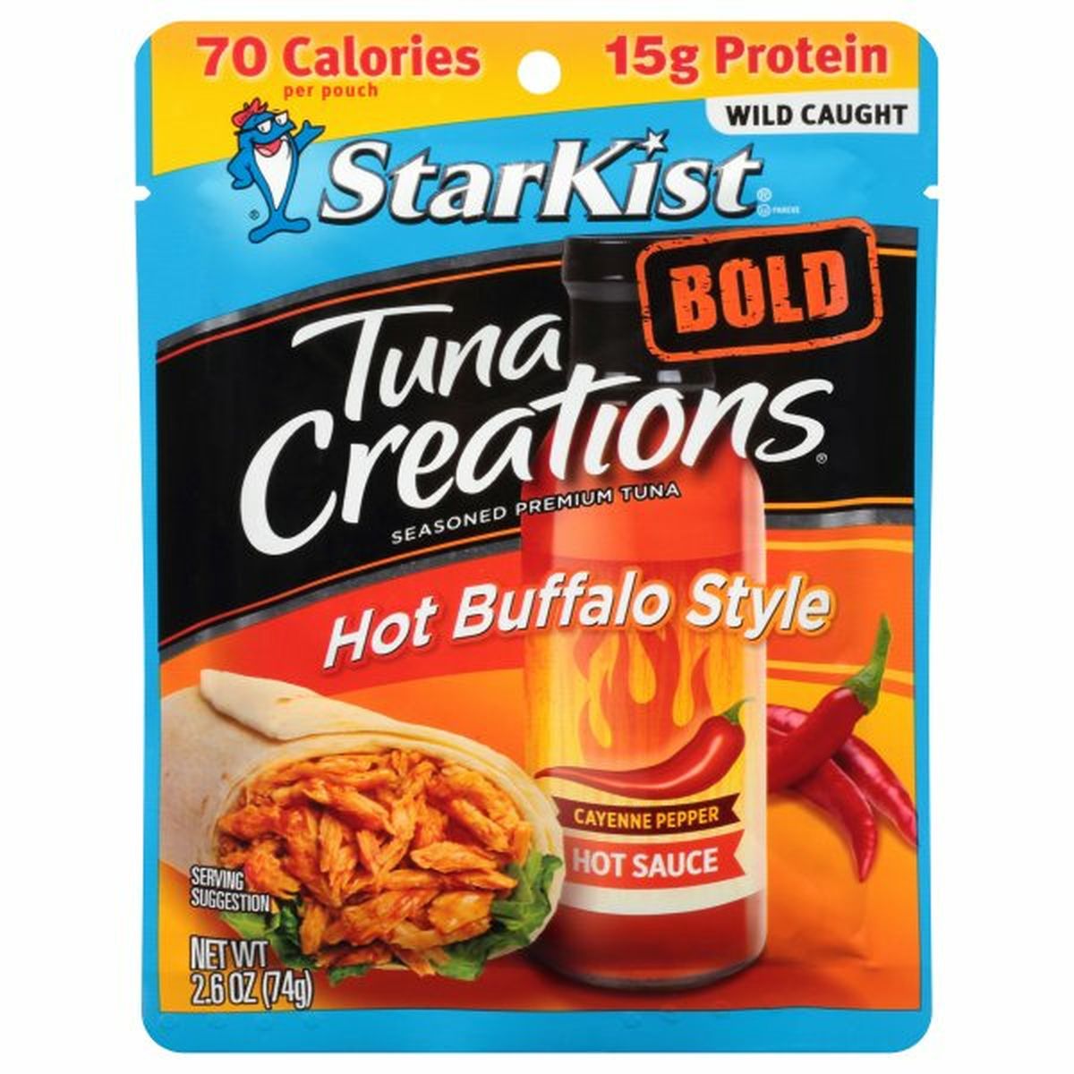 Calories in StarKist Tuna Creations Tuna, Premium, Hot Buffalo Style, Bold, Seasoned