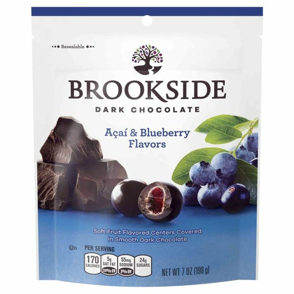 Calories in Brookside Dark Chocolate with Acai and Blueberry Flavors