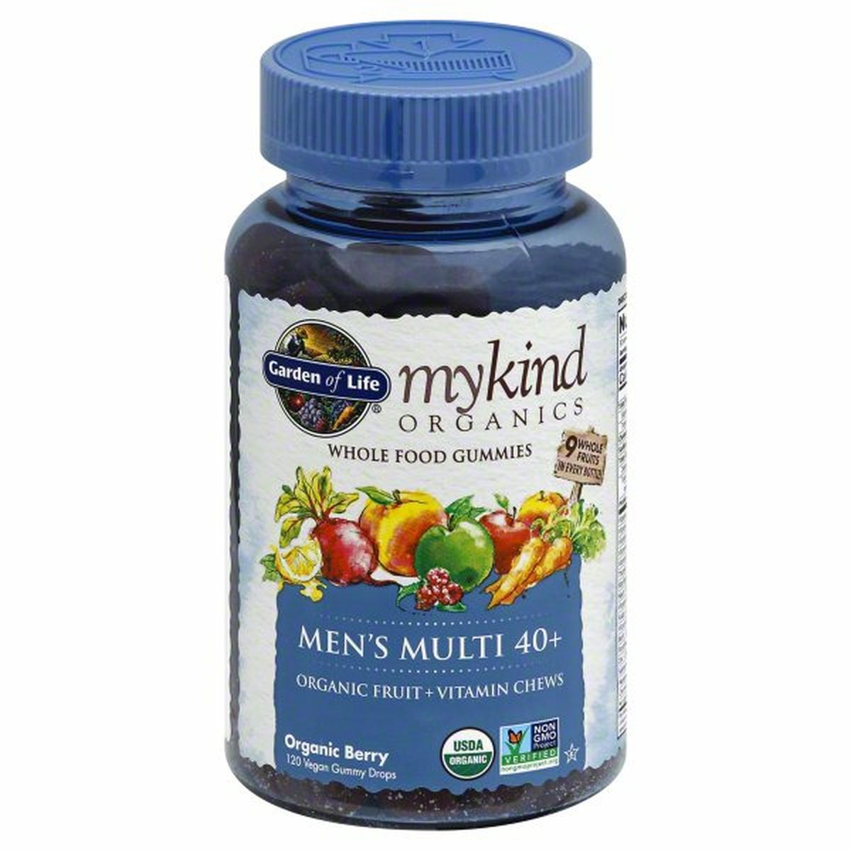 Calories in Garden of Life MyKind Organics Men's Multi 40 +,  Fruit & Vitamin Chews, Gummy Drops, Organic Berry