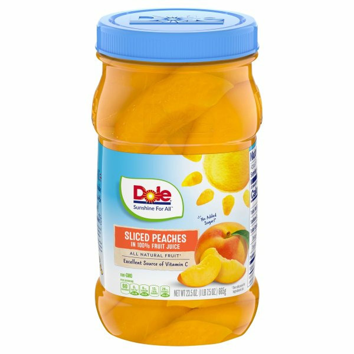 Calories in Dole Peaches in 100% Fruit Juice, Sliced