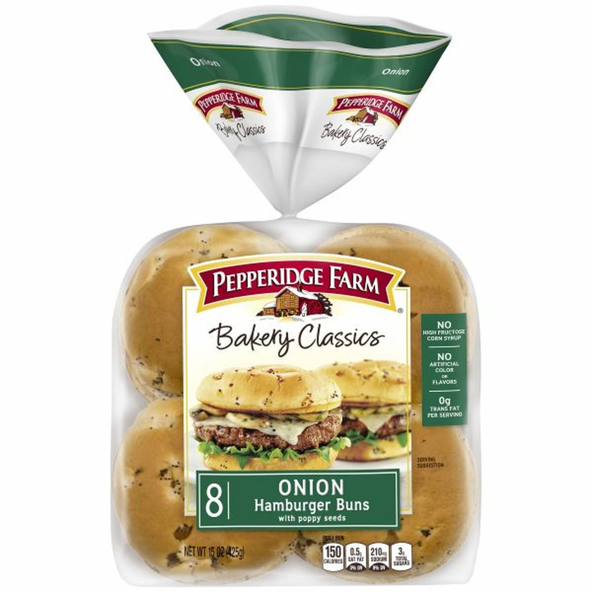 Calories in Pepperidge Farms  Bakery Classics Bakery Classics Onion with Poppy Seeds Hamburger Buns