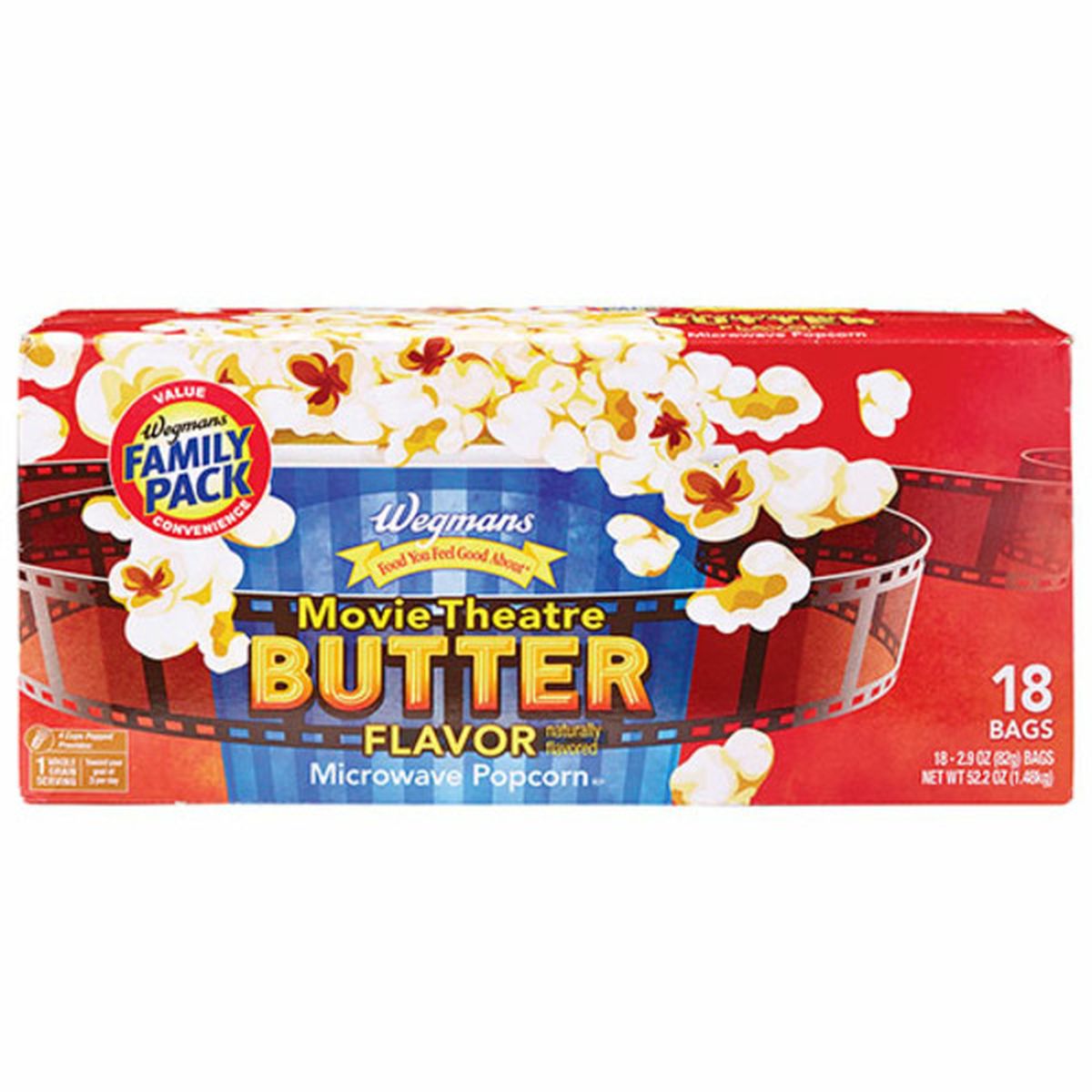 Calories in Wegmans Microwave Popcorn, Movie Theatre Butter Flavor, FAMILY PACK