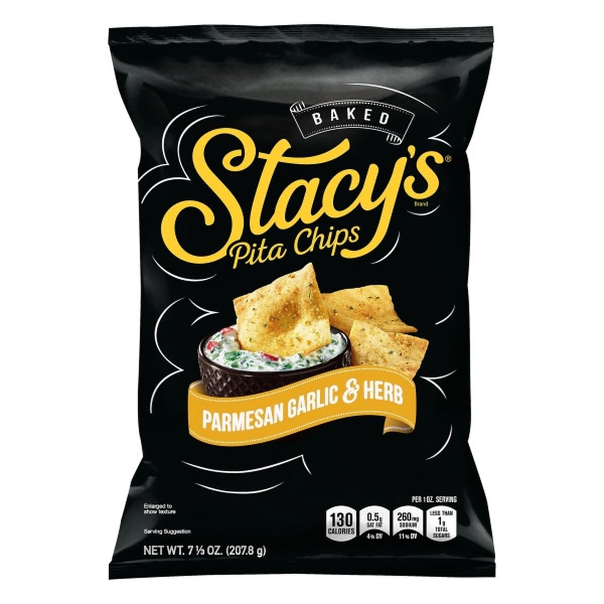 Calories in Stacy's Pita Chips, Parmesan Garlic & Herb, Baked