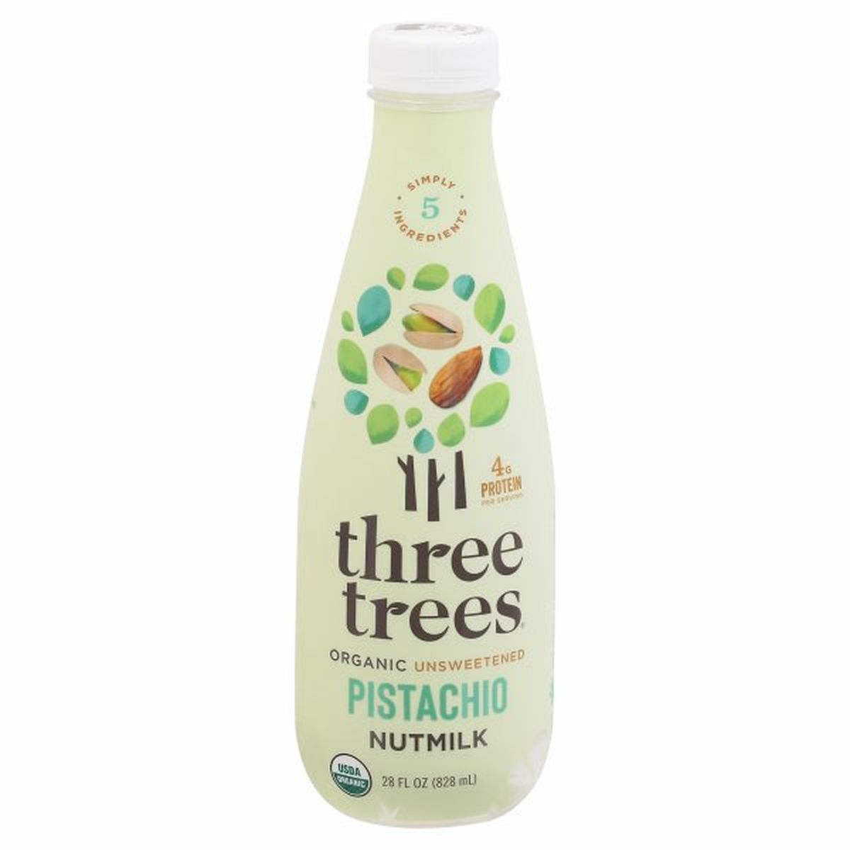 Calories in Three Trees Nutmilk, Organic, Pistachio, Unsweetened