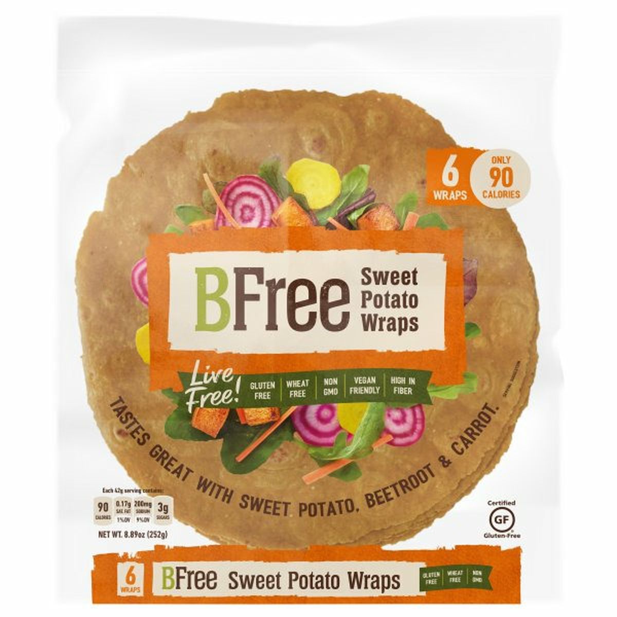 Calories in BFree Wraps, Sweet Potato