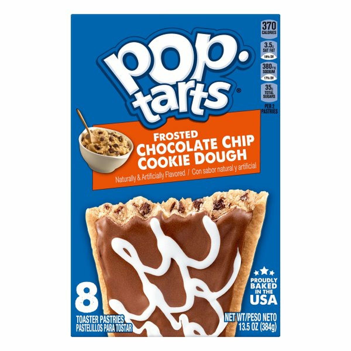 Calories in Kellogg's Pop-Tarts Toaster Pastries, Frosted, Chocolate Chip Cookie Dough