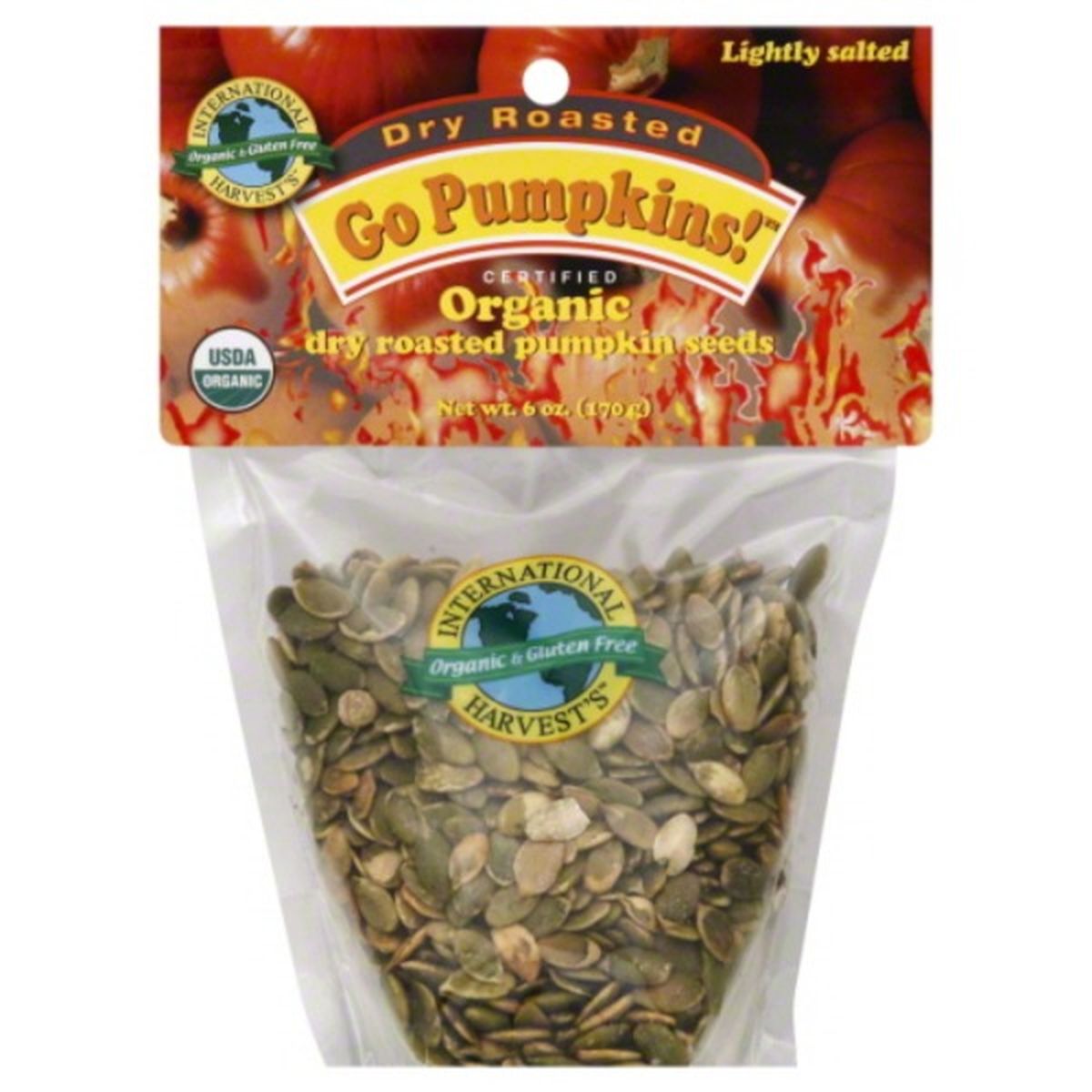 Calories in International Harvest Pumpkin Seeds, Organic, Dry Roasted