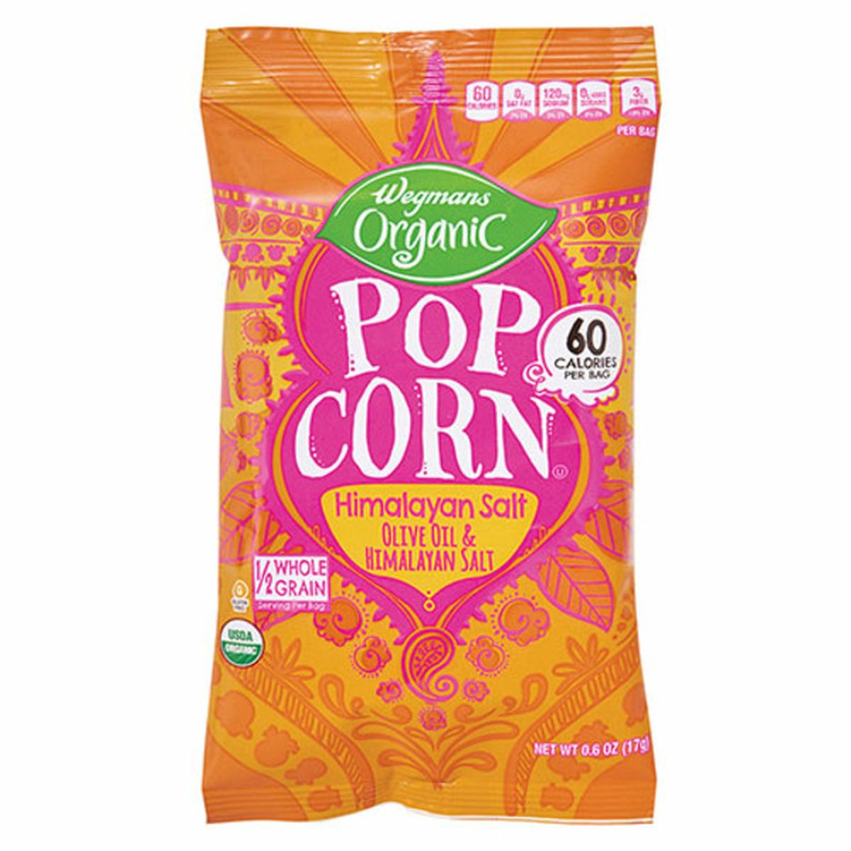 Calories in Wegmans Organic Popcorn, Himalayan Salt