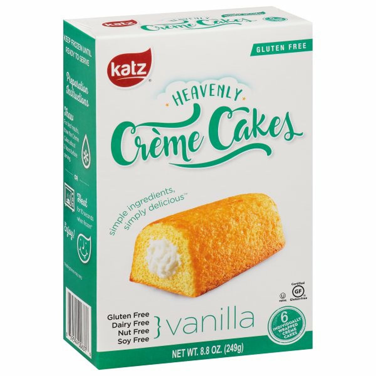 Calories in Katz Creme Cakes, Gluten Free, Vanilla, Heavenly