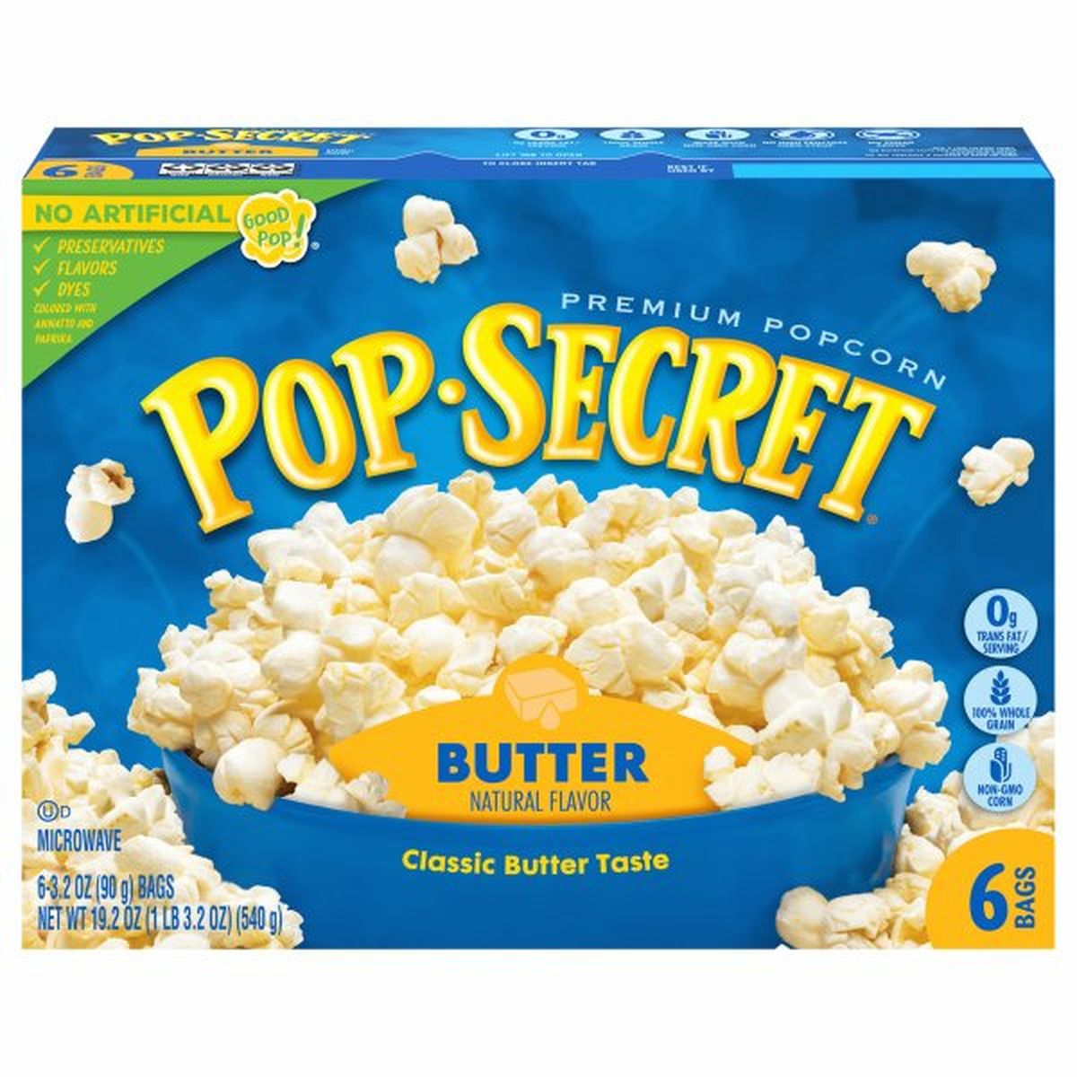 Calories in Pop Secret Popcorn, Premium, Butter