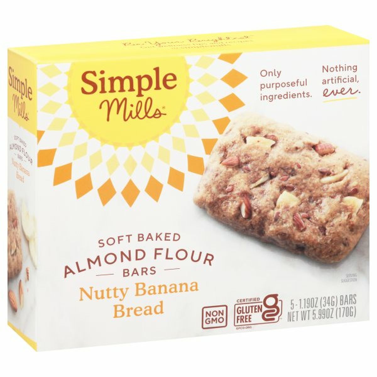 Calories in Simple Mills Almond Flour Bars, Nutty Banana Bread, Soft Baked