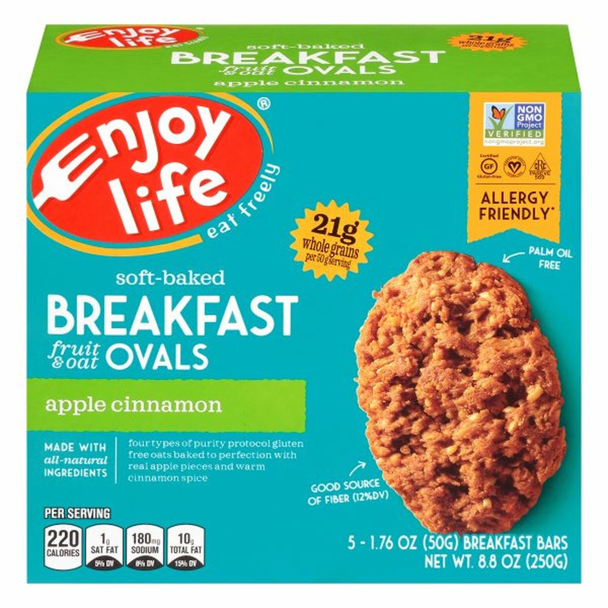 Calories in Enjoy Life Foods Breakfast Ovals, Fruit & Oat, Apple Cinnamon, Soft-Baked