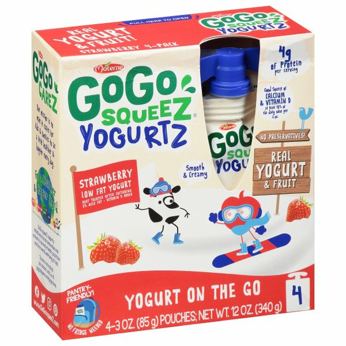 Calories in GoGo Squeez Yogurt On the Go, Strawberry, 4 Pack