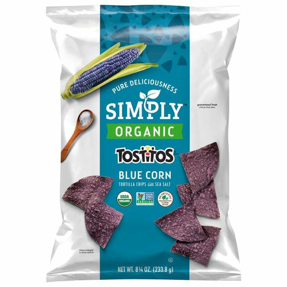 Calories in Tostitos Tortilla Chips with Sea Salt, Blue Corn