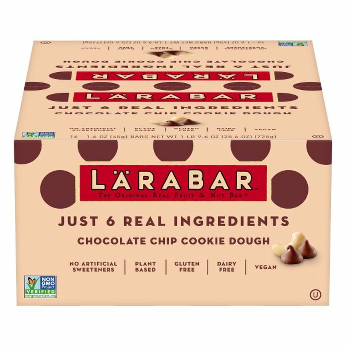 Calories in Larabar Fruit & Nut Bar, Chocolate Chip Cookie Dough, 16 Pack