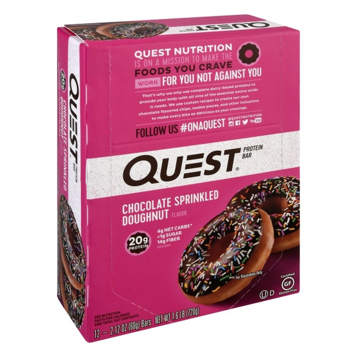 Calories in Quest Protein Bar, Chocolate Sprinkled Doughnut Flavor,