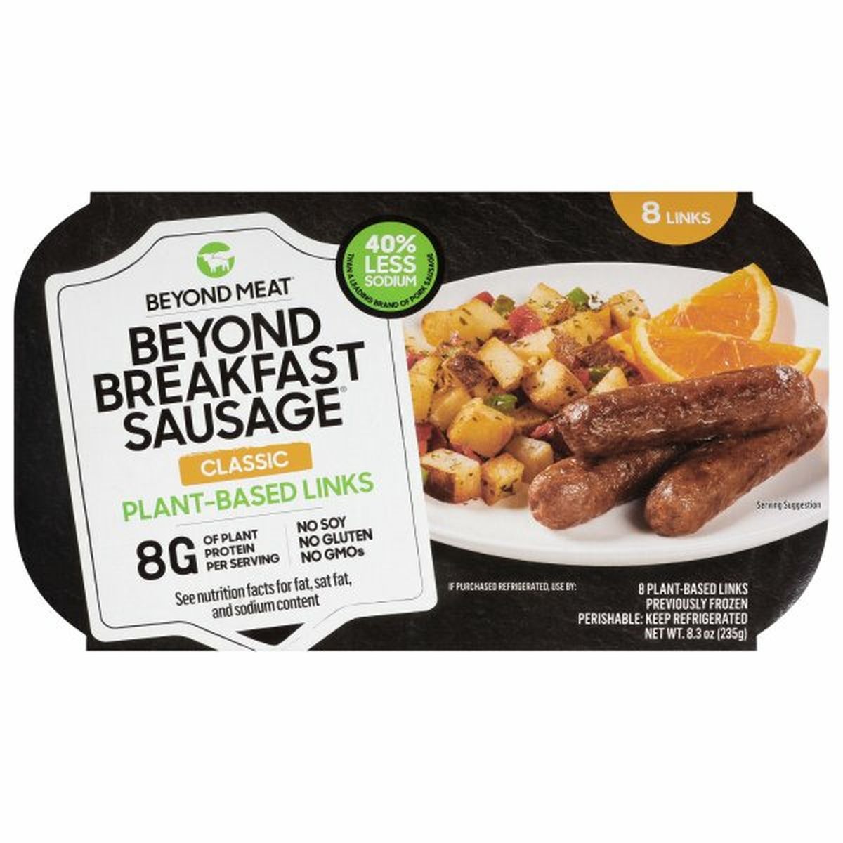 Calories in Beyond Meat Beyond Breakfast Sausage Links, Plant-Based, Classic