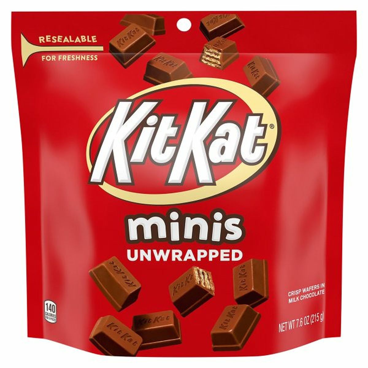 Calories in Kit Kat Crisp Wafers, in Milk Chocolate, Unwrapped, Minis
