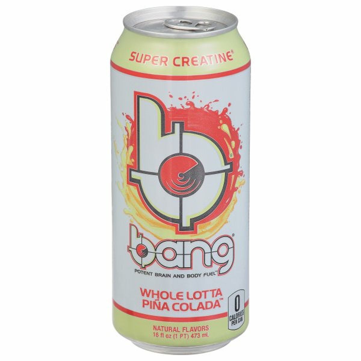 Calories in Bang Energy Energy Drink, Super Creatine, Whole Lotta Pina Colada