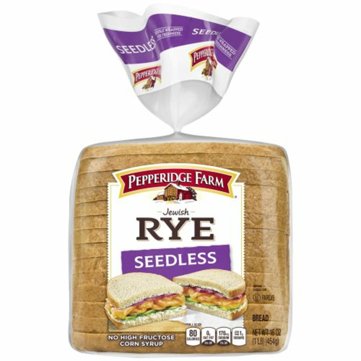 Calories in Pepperidge Farms  Jewish Rye Jewish Rye Seedless Rye Bread