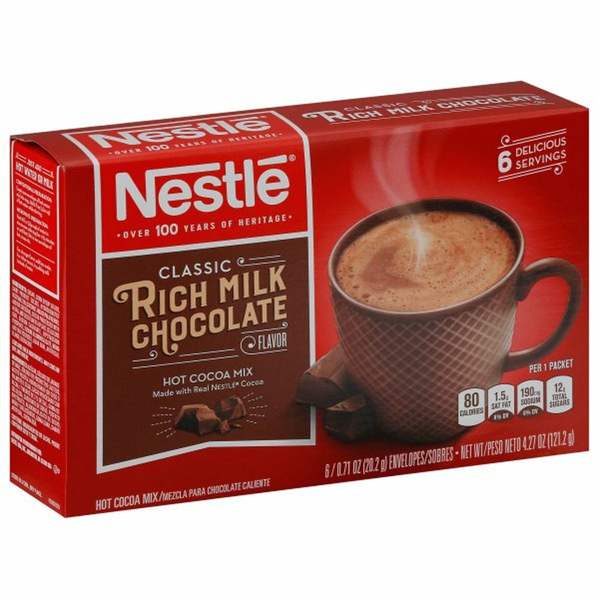 Calories in Nestle Hot Cocoa Hot Cacao Mix, Classic, Rich Milk Chocolate Flavor