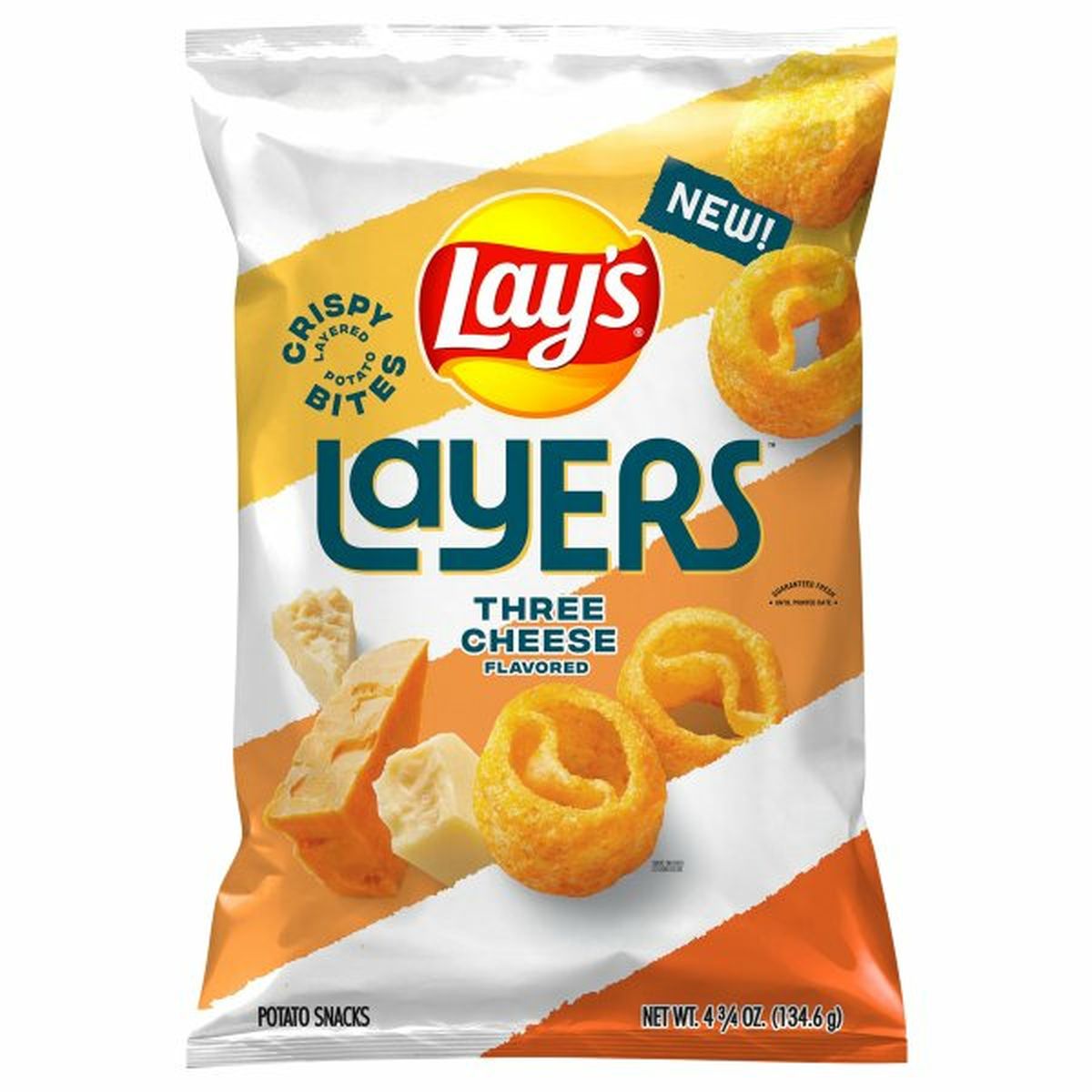 Calories in Lay's Layers Potato Snacks, Three Cheese Flavored