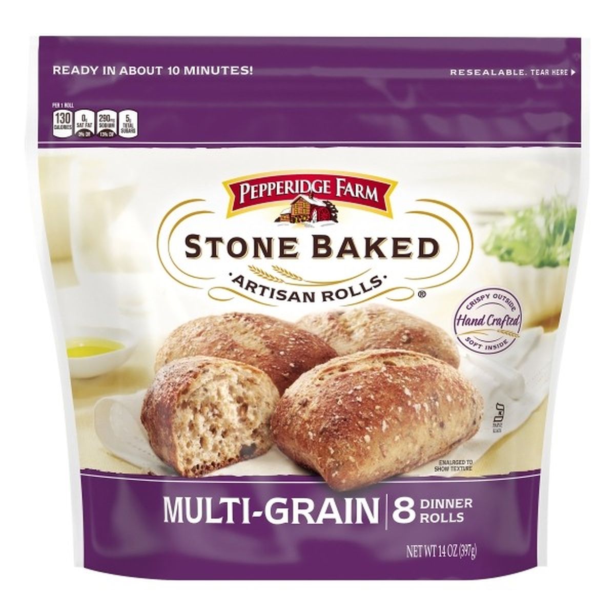 Calories in Pepperidge Farms  Stone Baked Artisan Rolls Dinner Rolls, Stone Baked, Multi-Grain